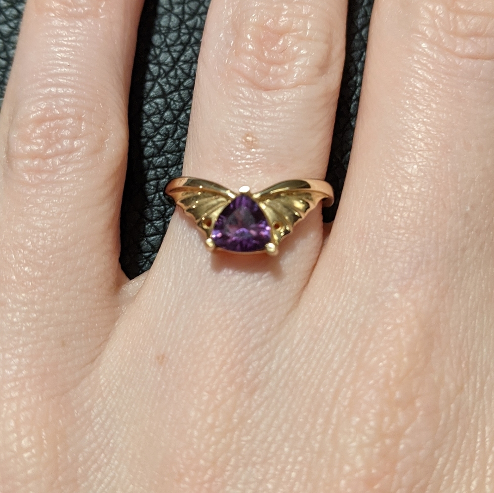 SUMMER SALE amethyst butterfly gold ring